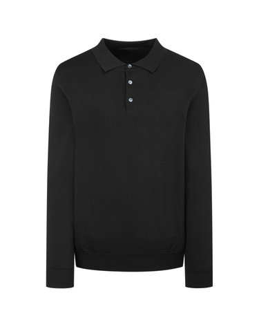 [BEST ITEM] BLACK 레이온 & 실크 혼방 레귤러핏 카라 니트
