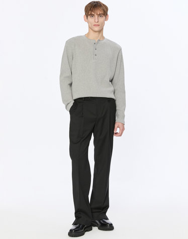 [리오더] 무지 헨리넥 긴팔티셔츠 -그레이멜란지