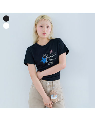 별 프린트 반팔 티셔츠 OQ2K5447