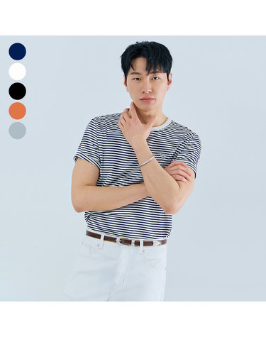 [ON] 유니 레귤러핏 슬럽스트라이프 반팔티셔츠 NQ2KE403