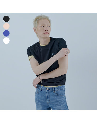 4color 유니 흘림 로고 반팔티셔츠 NQ2K5926