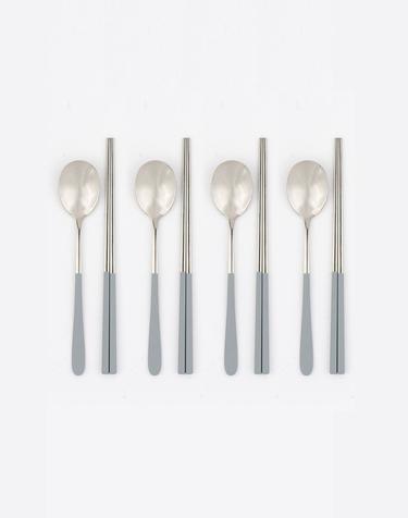 바른락 스테인레스 수저 4인세트 (그레이)