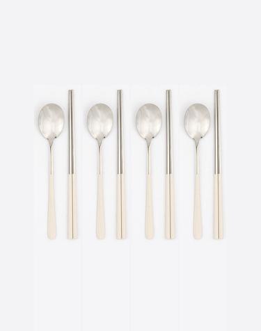바른락 스테인레스 수저 4인세트 (크림베이지)