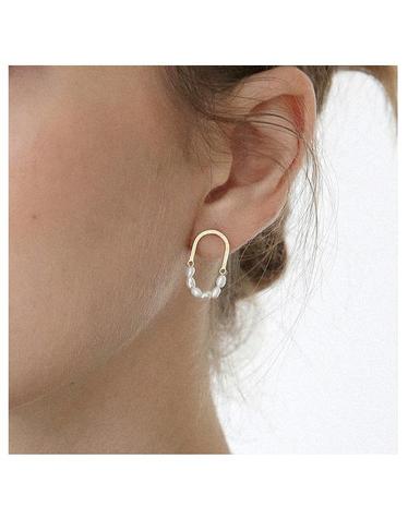 pearl layered oval earring E044