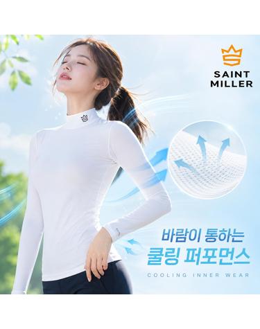[세인트밀러]티아라 쿨스킨 여성용 냉감티셔츠 쿨링이너웨어 자외선차단 골프 런닝 등산