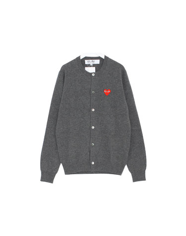 꼼데가르송 26FW 레드 하트 패치로고 울 크루넥 공용 가디건 AX N007 051 3
