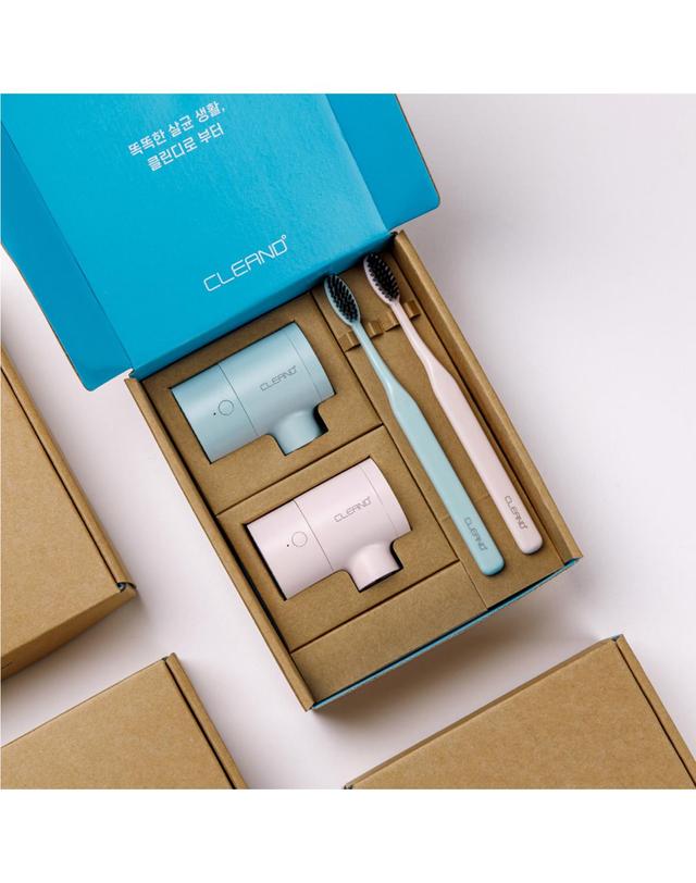 클린디 [클린디/커플팩] 401 티드라이어 칫솔살균건조기 2EA + 친환경 칫솔 2EA 세트 착용컷